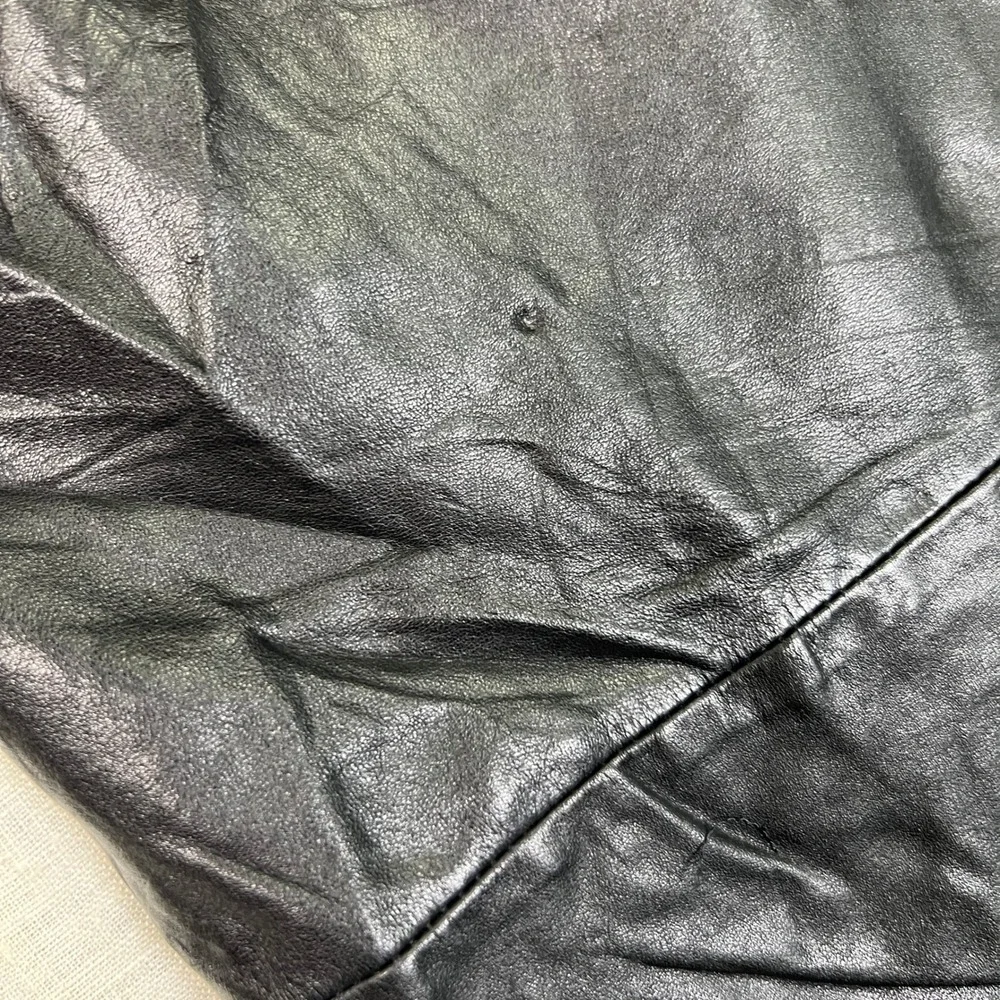 VTG Leather City Mens‎ Size 34 Pants Baggy Black Genuine Leather Pleated Lined